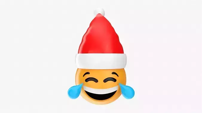 Emoji 091 Laughing with Santa hat