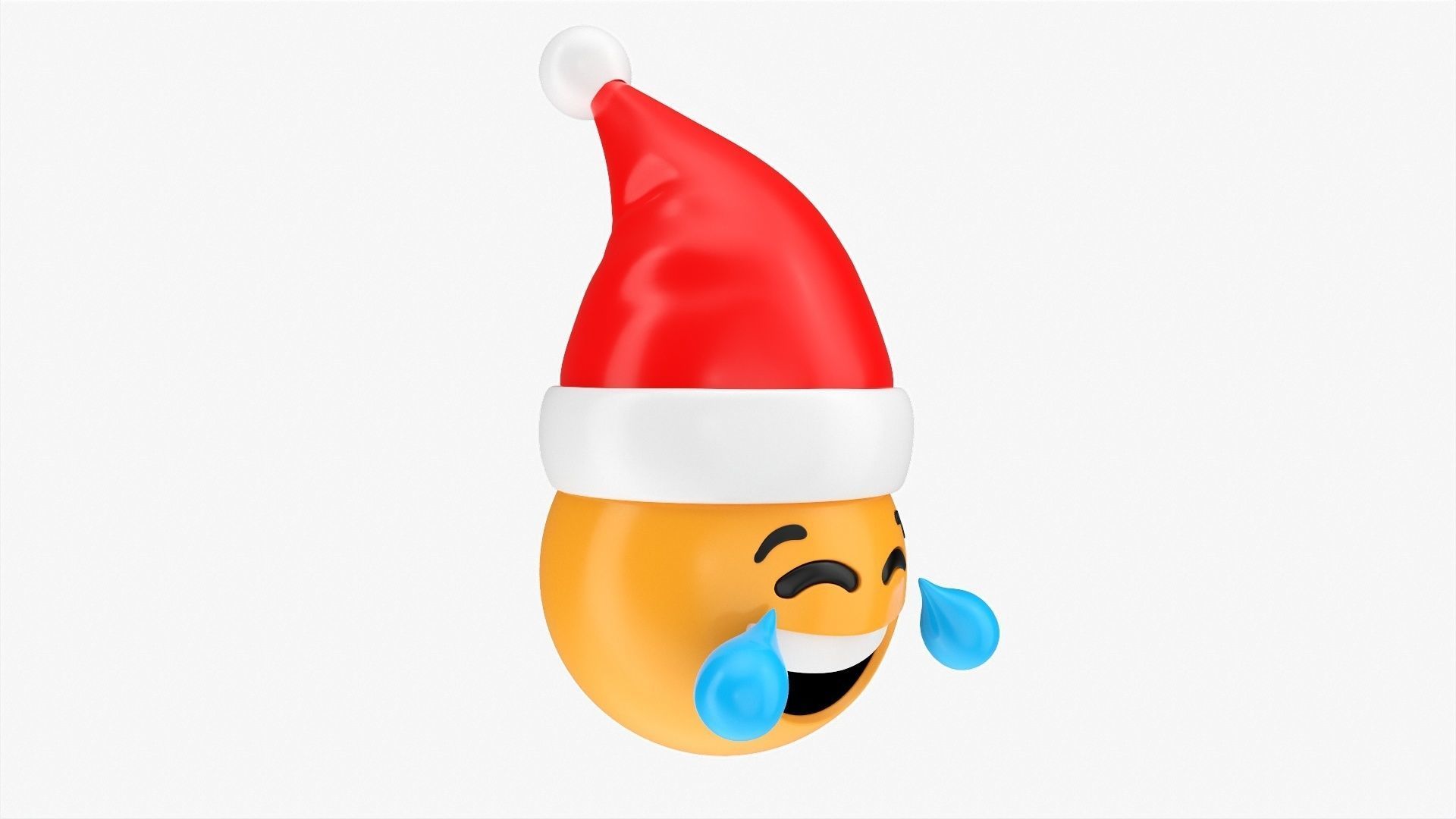 Emoji 091 Laughing with Santa hat 3D model_1