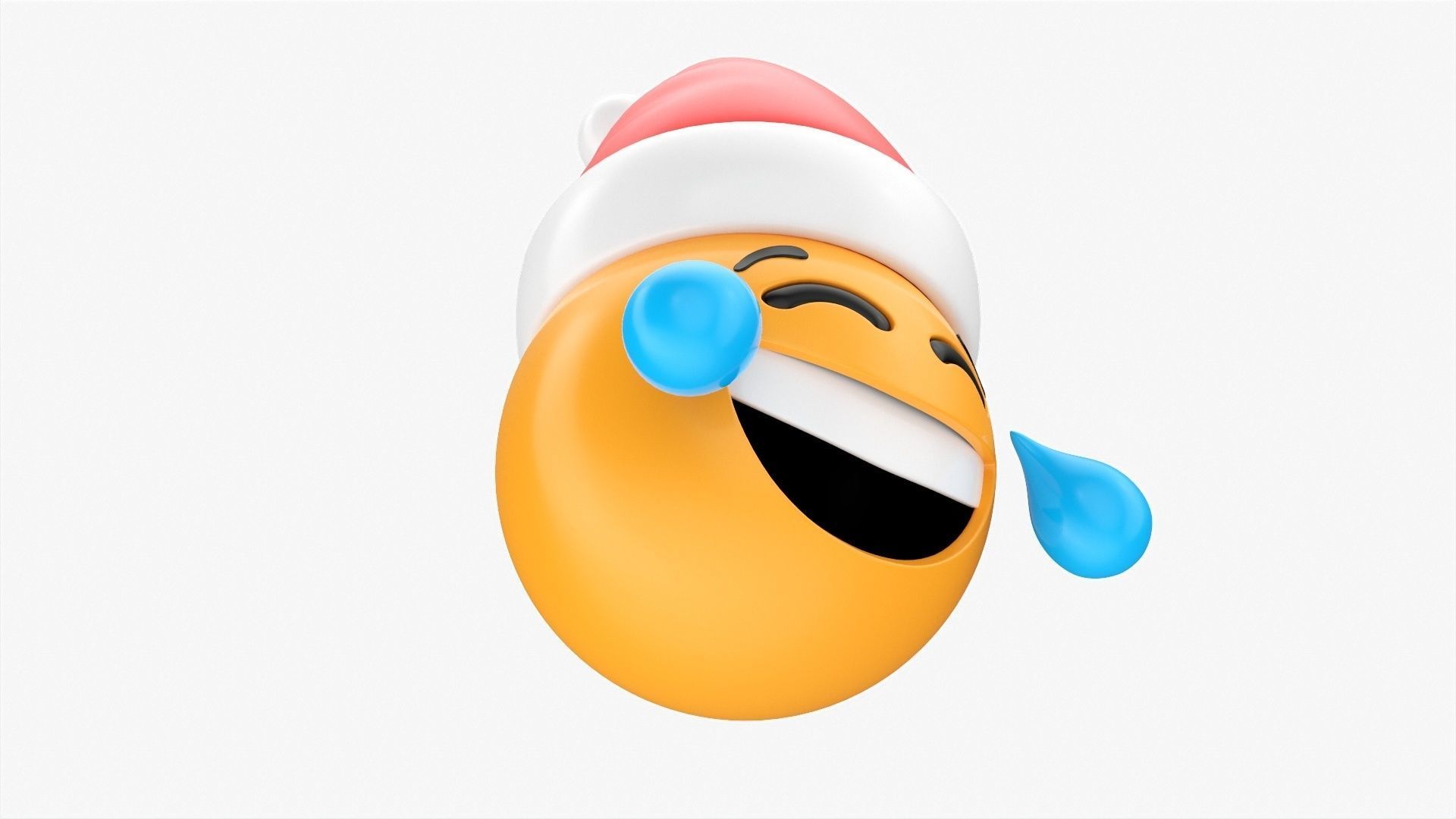 Emoji 091 Laughing with Santa hat 3D model_4
