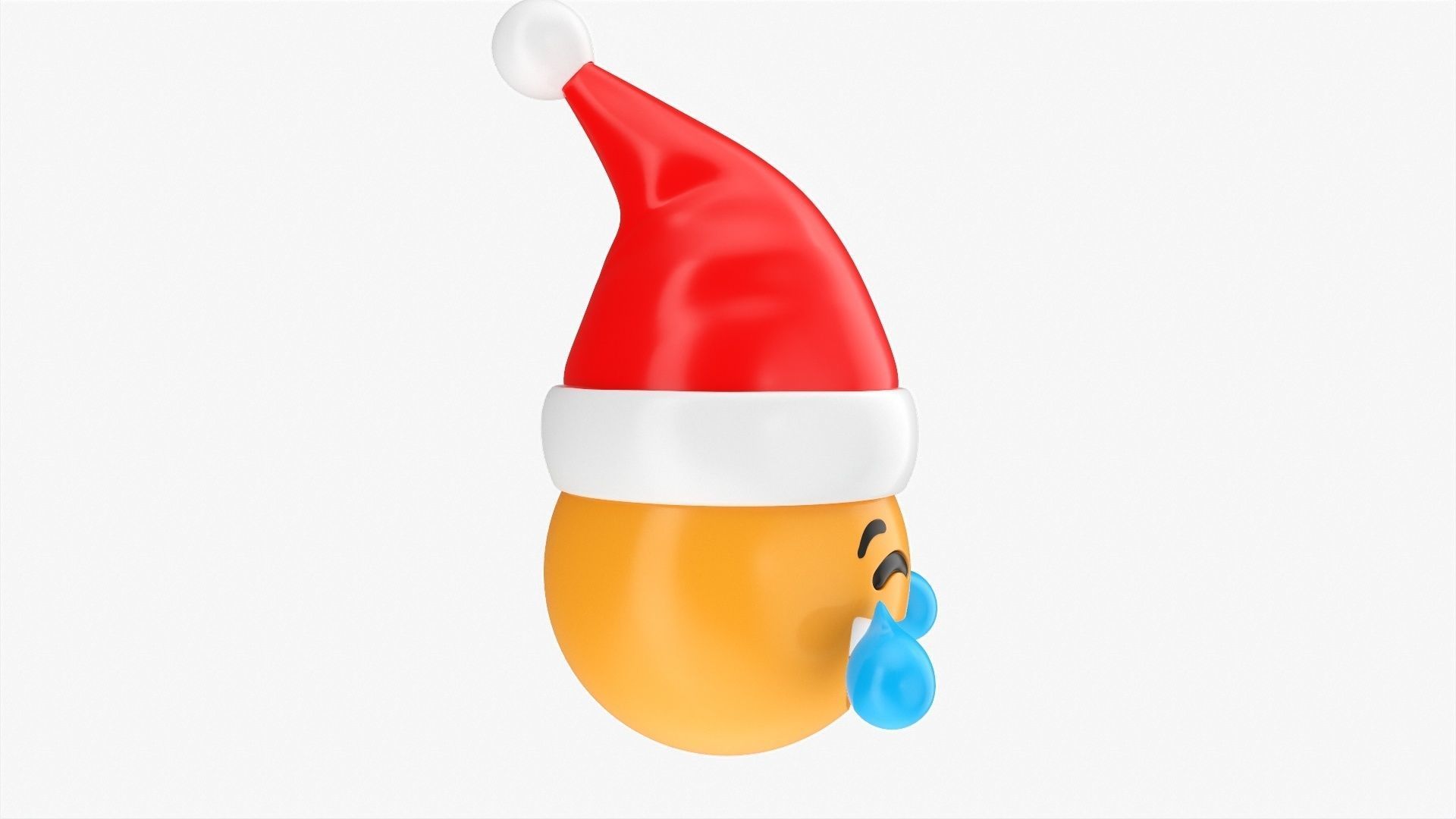 Emoji 091 Laughing with Santa hat 3D model_2