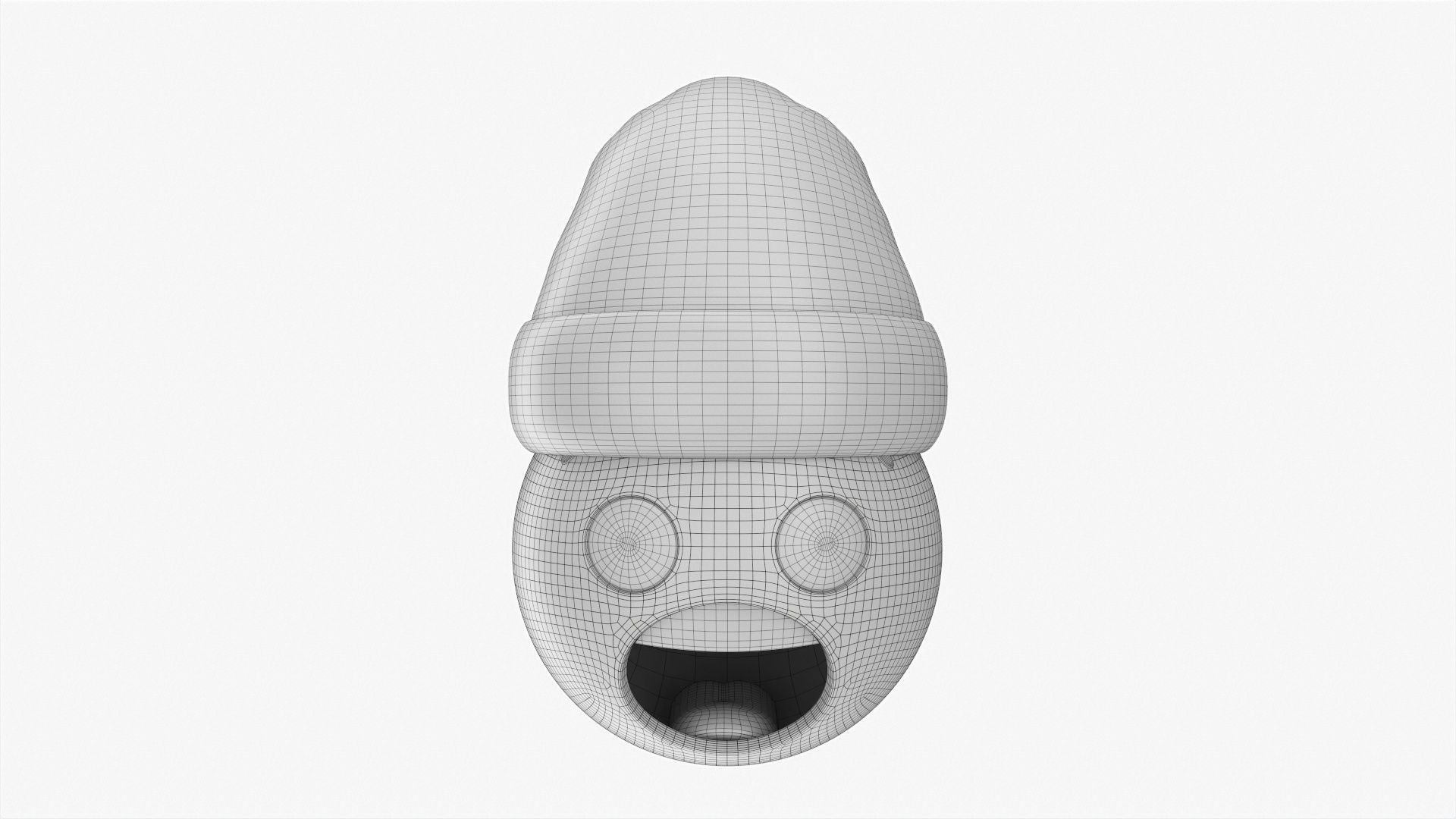 Emoji 092 Fearful with Santa hat 3D model_5