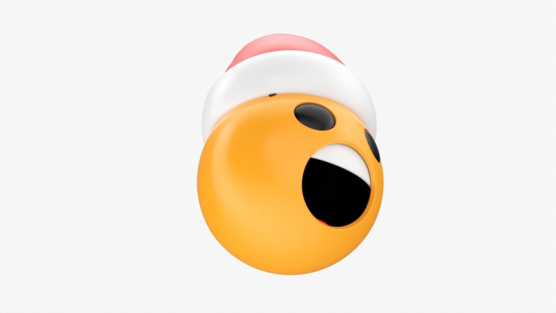 Emoji 092 Fearful with Santa hat 3D model_4