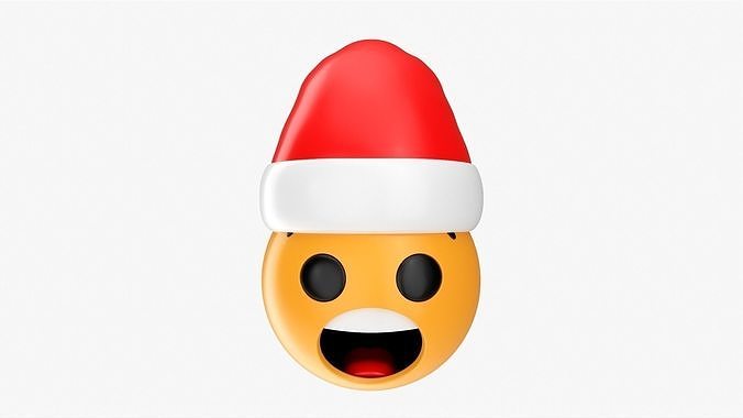Emoji 092 Fearful with Santa hat 3D model