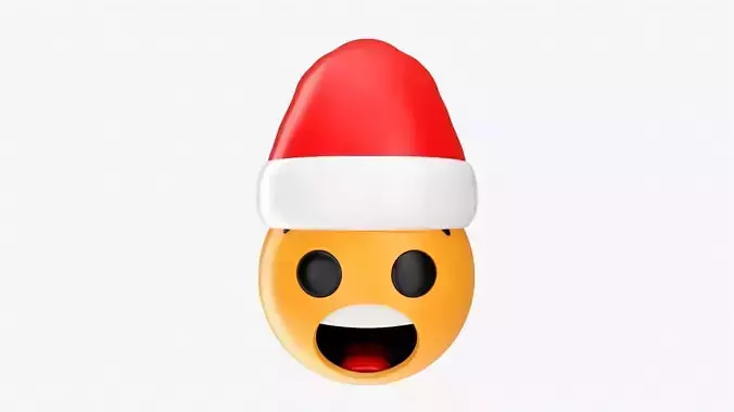 Emoji 092 Fearful with Santa hat