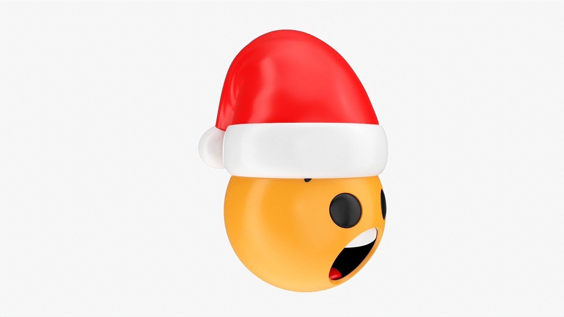 Emoji 092 Fearful with Santa hat 3D model_1
