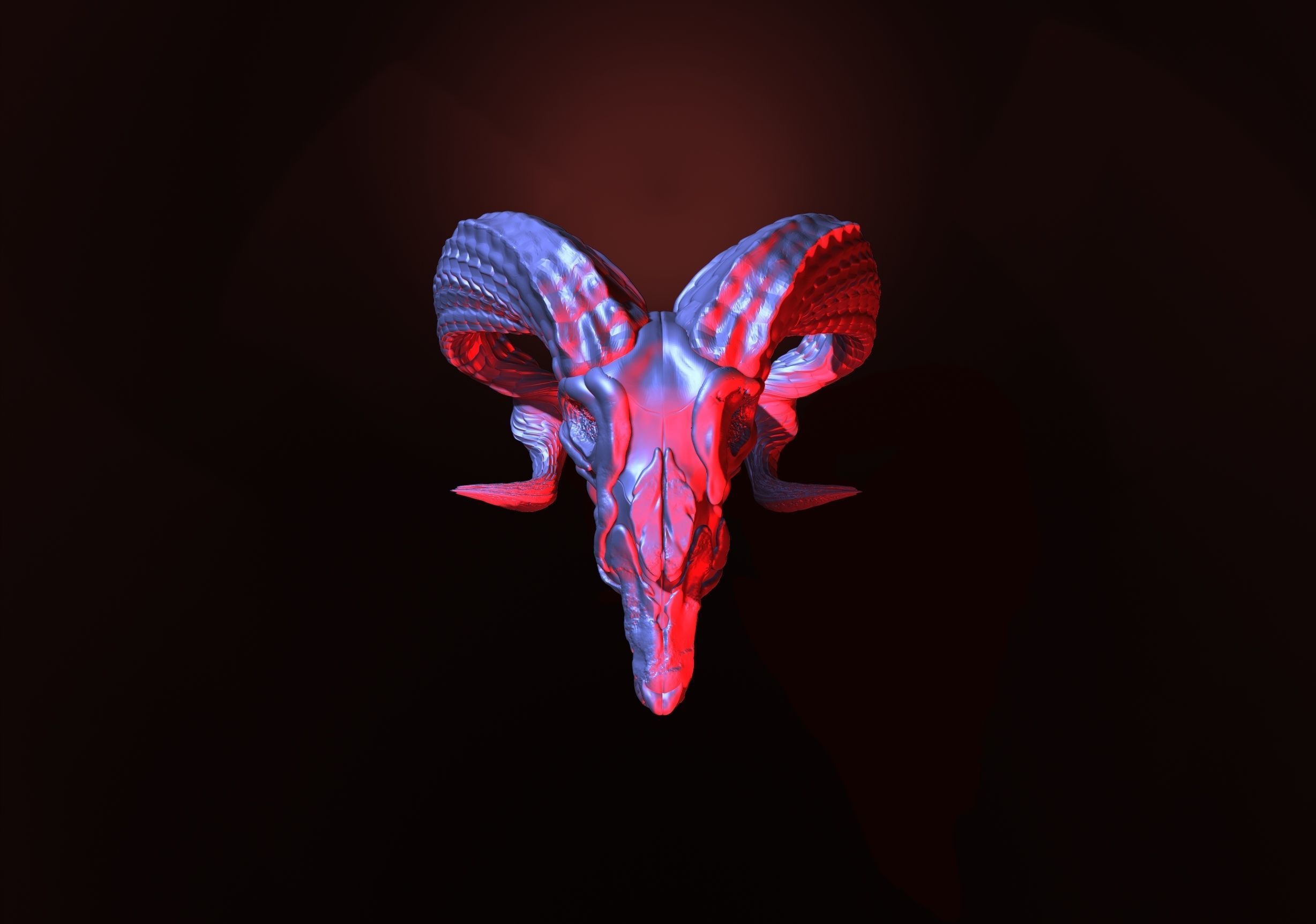 printready goat skull 3D print model_4
