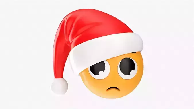 Emoji 093 Disappointed with Santa hat