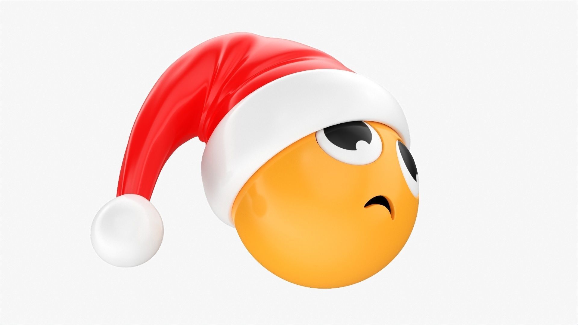 Emoji 093 Disappointed with Santa hat 3D model_4