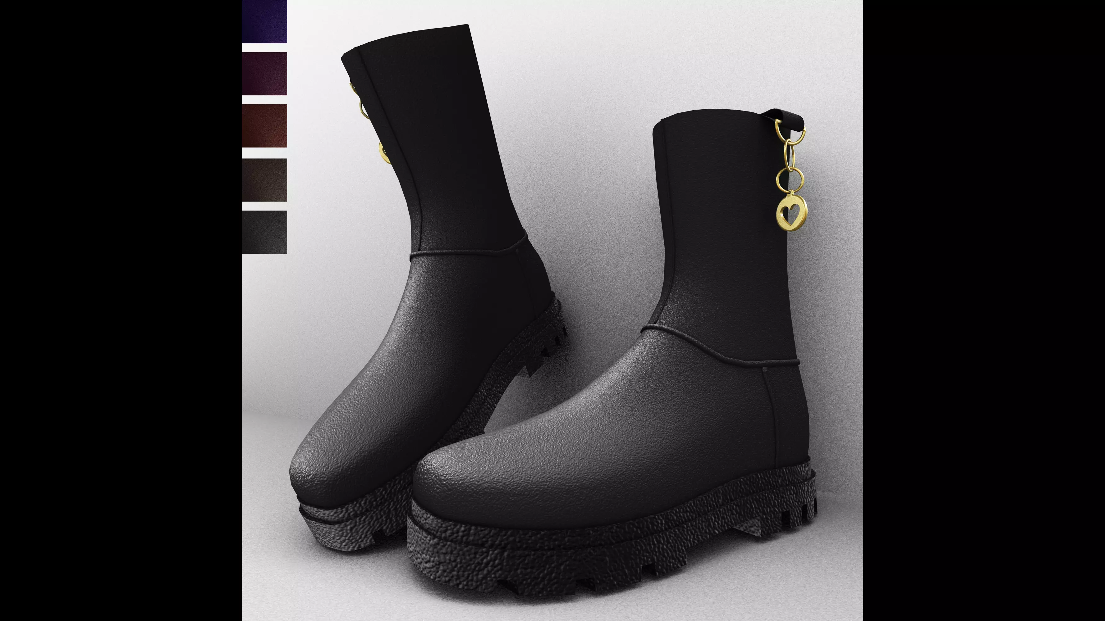Winter boots shoes  Low-poly 3D model_0