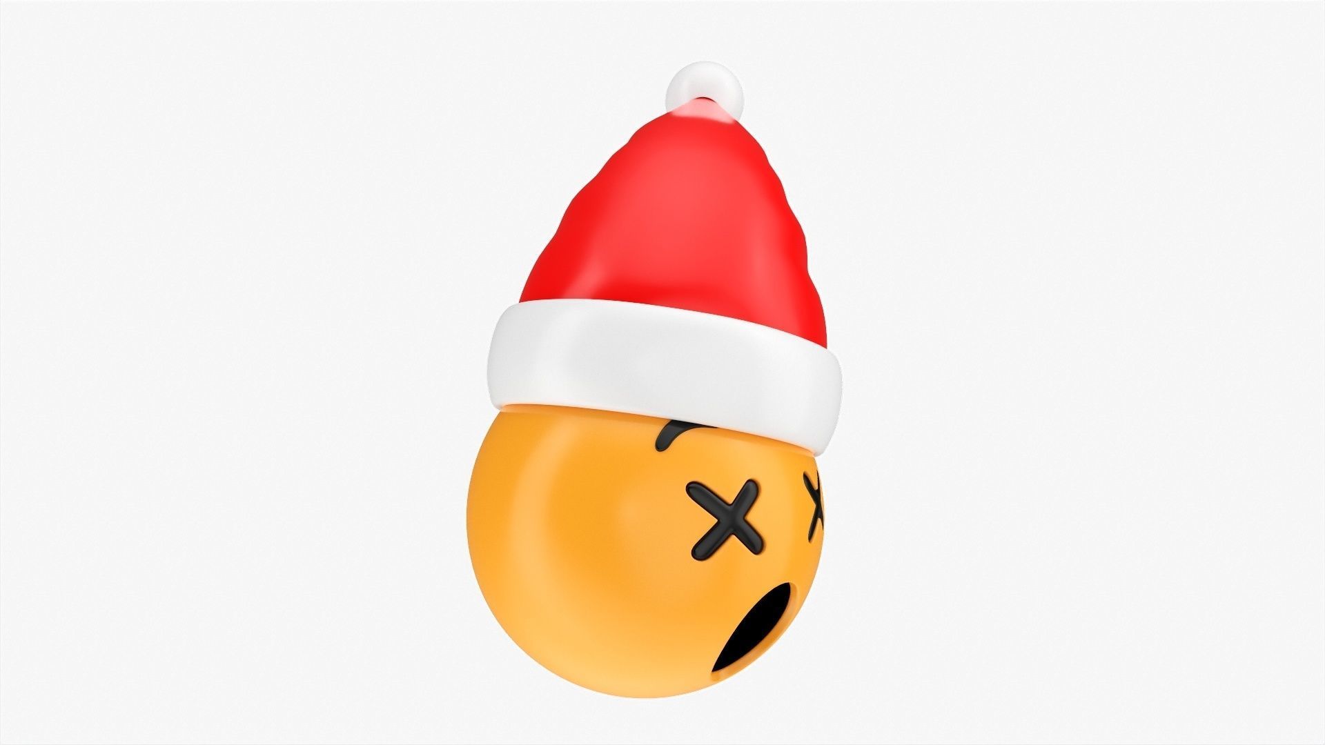 Emoji 094 Dizzy with Santa hat 3D model_1