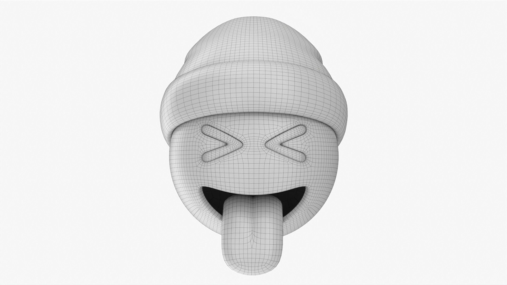 Emoji 095 With closed eyes stuck-out tongue and Santa hat 3D model_5