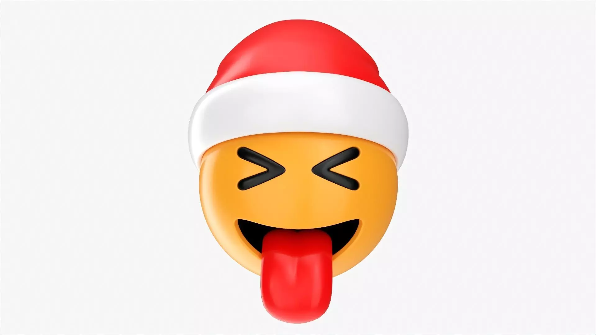 Emoji 095 With closed eyes stuck-out tongue and Santa hat 3D model_0