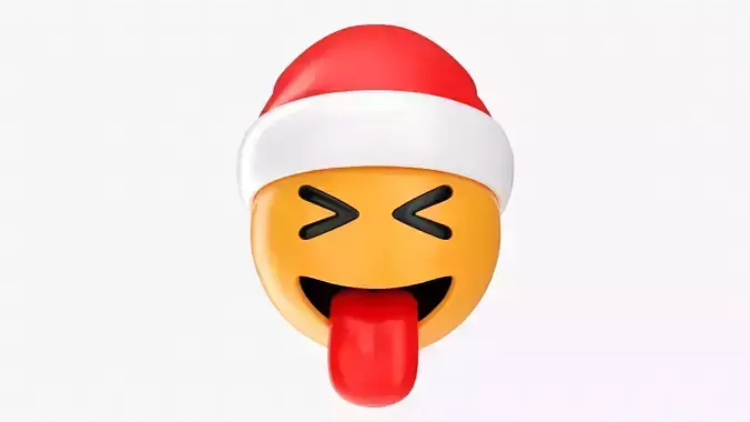 Emoji 095 With closed eyes stuck-out tongue and Santa hat