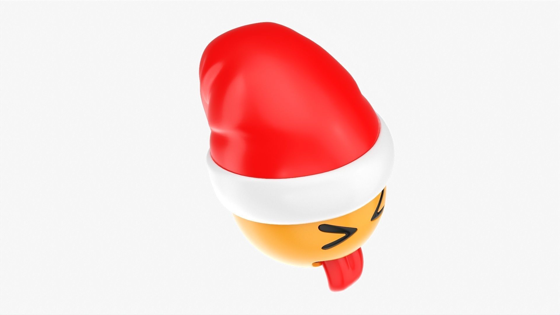 Emoji 095 With closed eyes stuck-out tongue and Santa hat 3D model_3