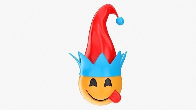 Emoji 096 Yum with Elf hat 3D model