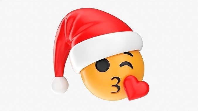 Emoji 097 Kissing heart with Santa hat 3D model