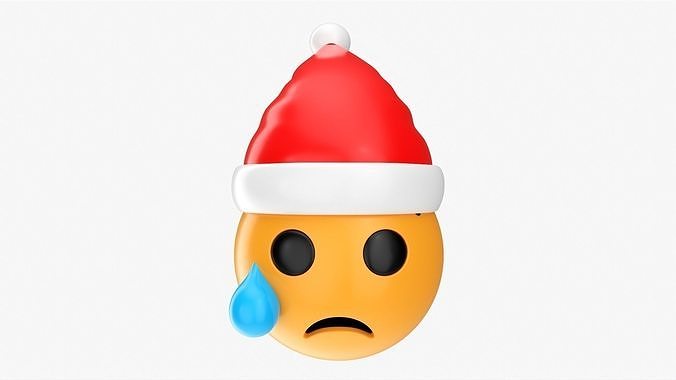 Emoji 098 Crying with tear and Santa hat 3D model