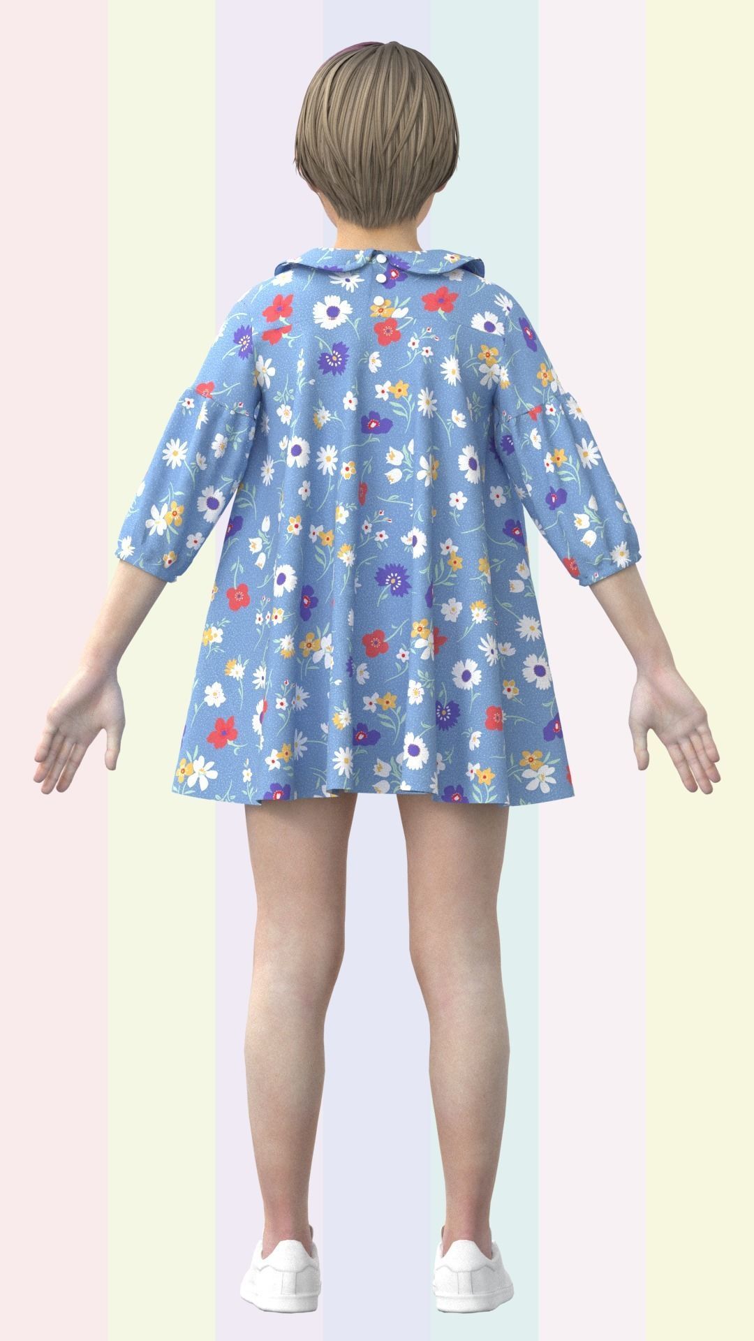 Kid Girls Dress Low-poly 3D model_1