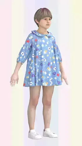 Kid Girls Dress Low-poly 3D model