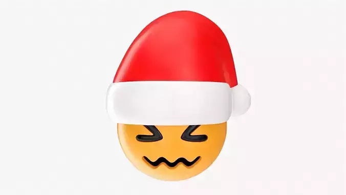 Emoji 099 Confounded with Santa hat