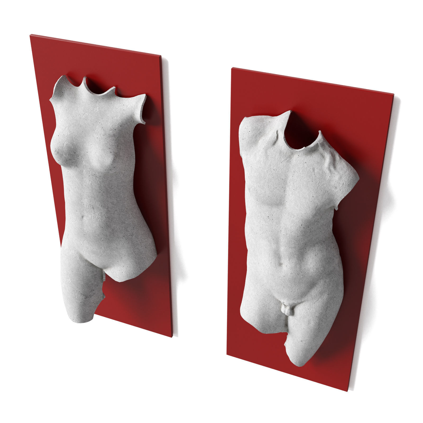 Man and woman torso wall panel 3D model_4