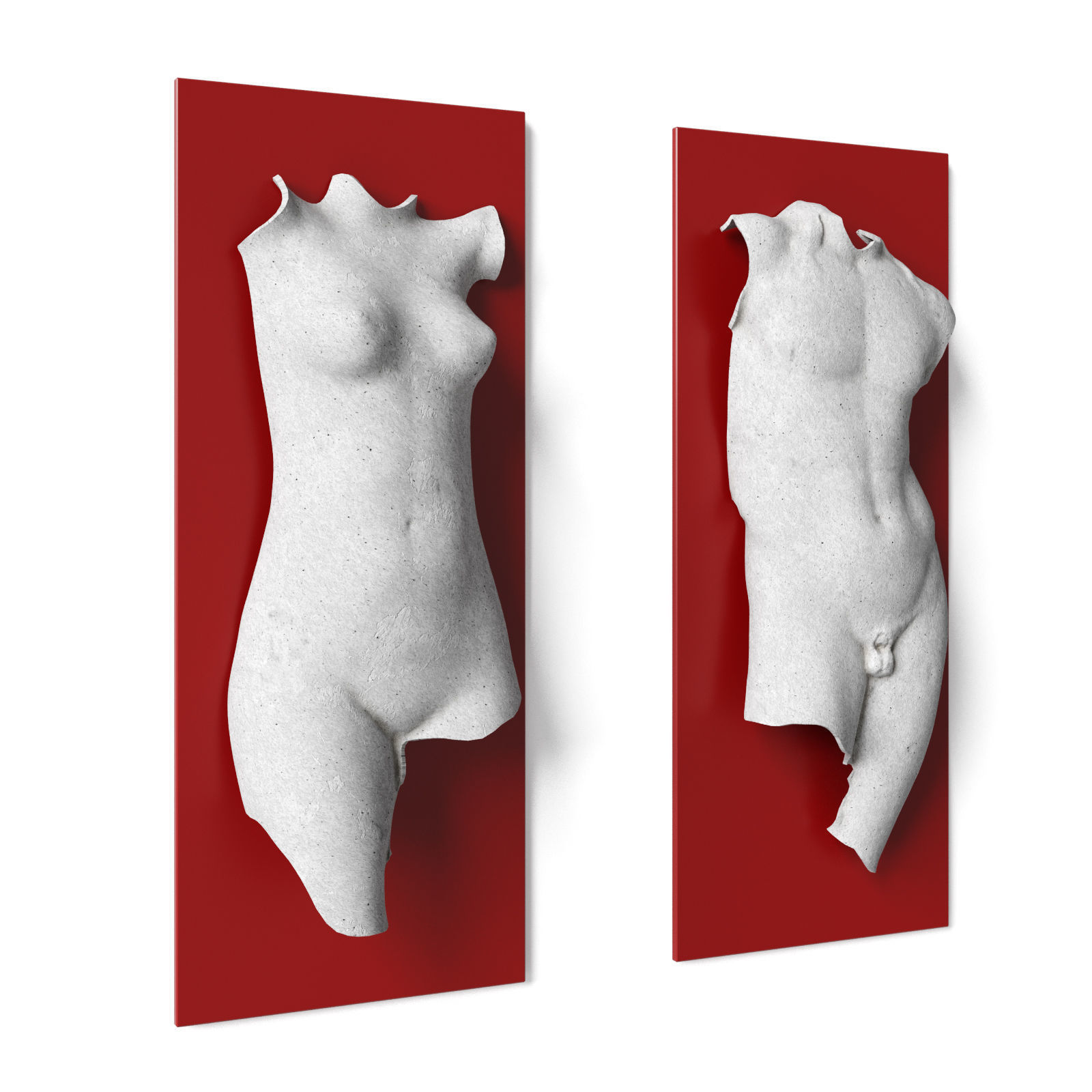 Man and woman torso wall panel 3D model_2