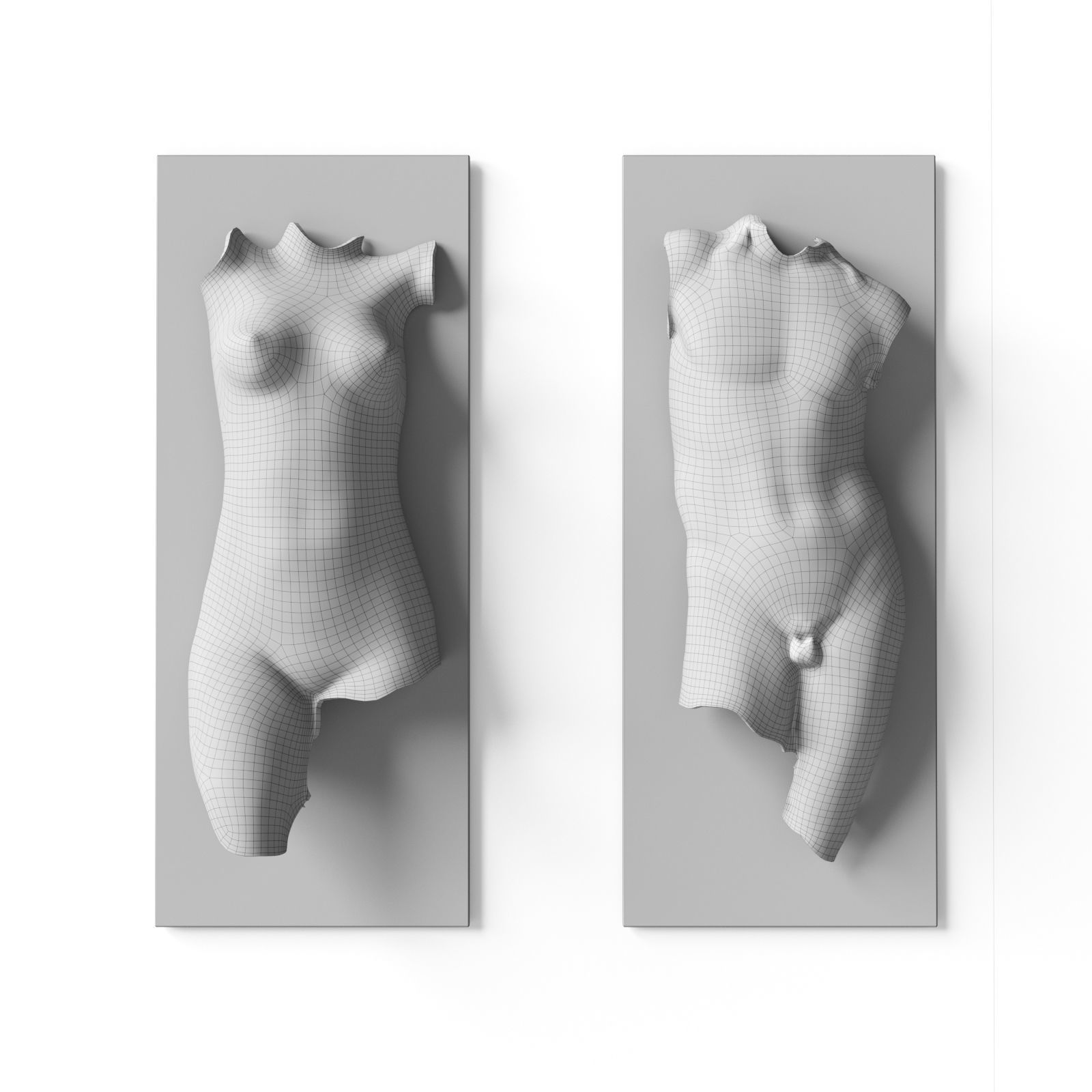 Man and woman torso wall panel 3D model_5