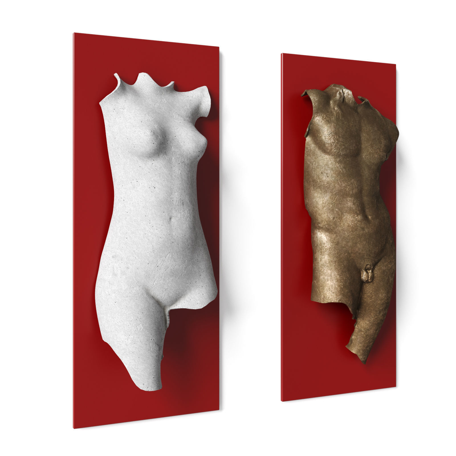 Man and woman torso wall panel 3D model_3