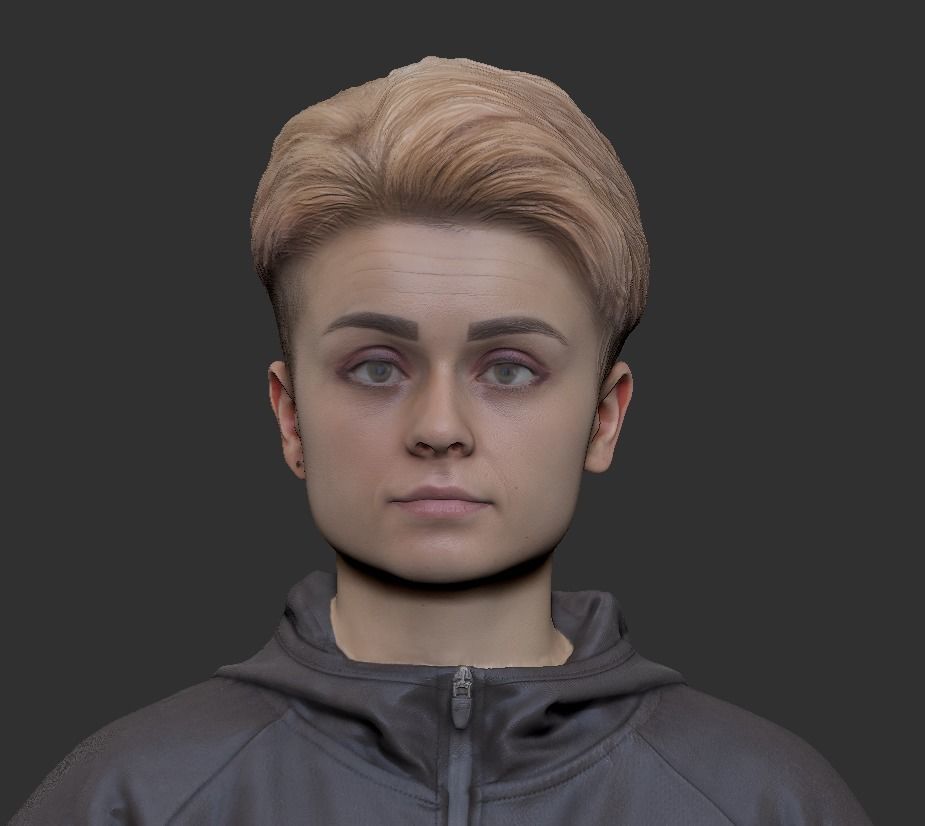 Beautiful young woman in gray sportwear in A-pose 315 Low-poly 3D model_6