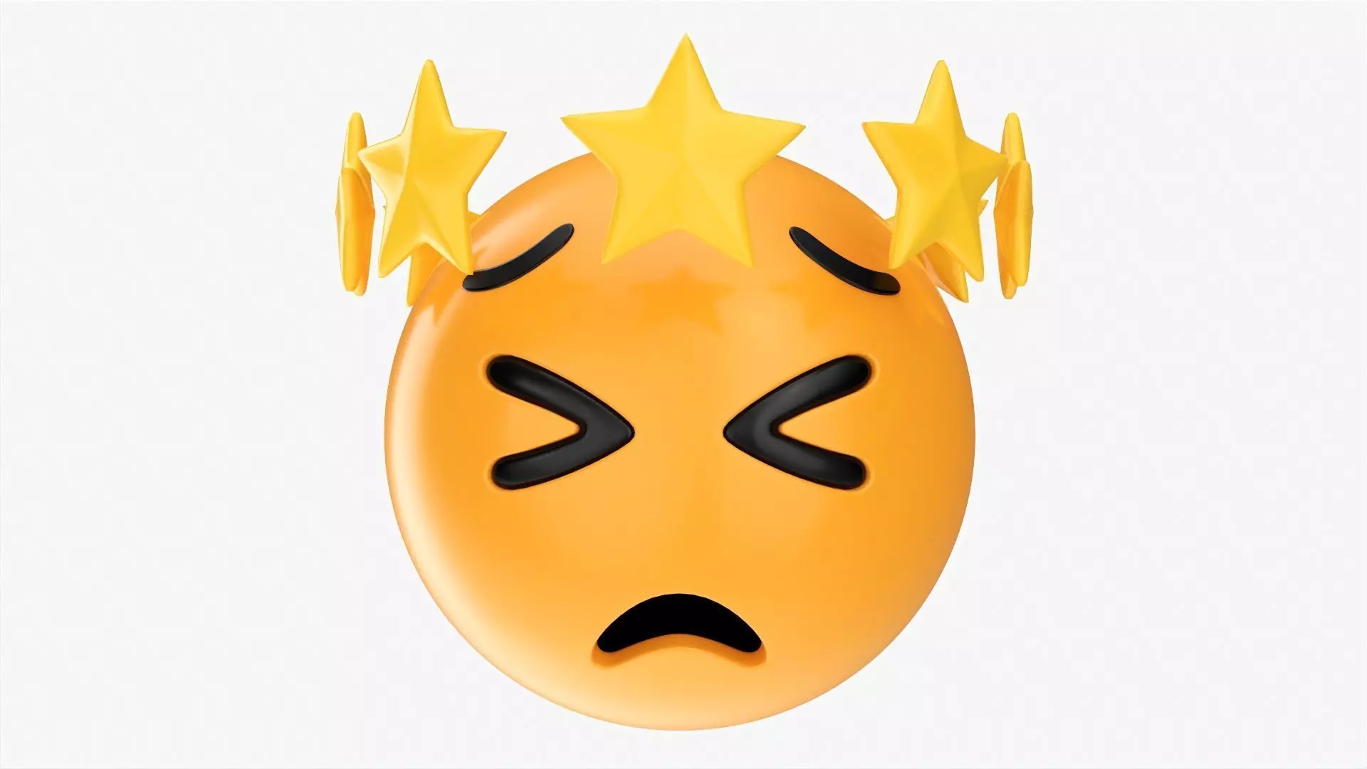 Emoji 100 Tired with star shaped tiara 3D model_0