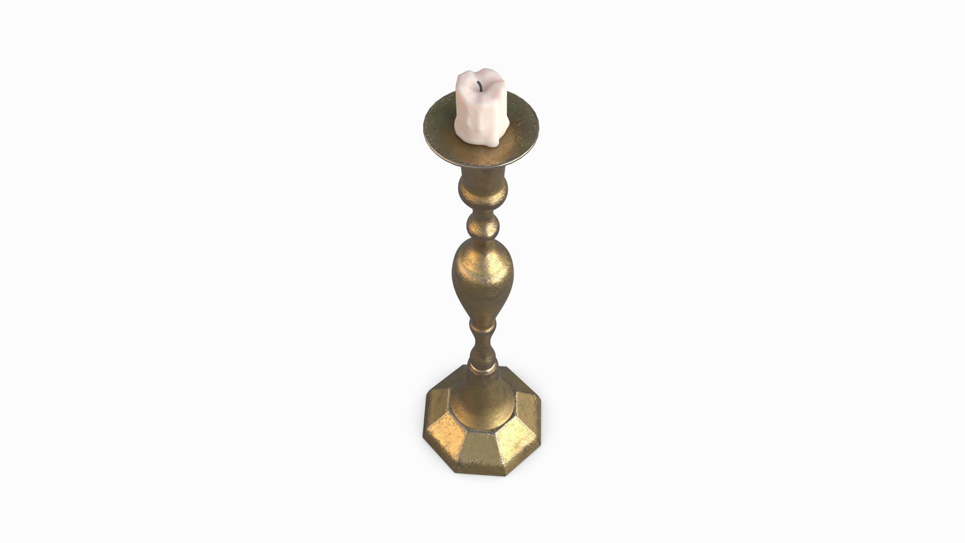 Candlestick brass in style of person 3D model_4