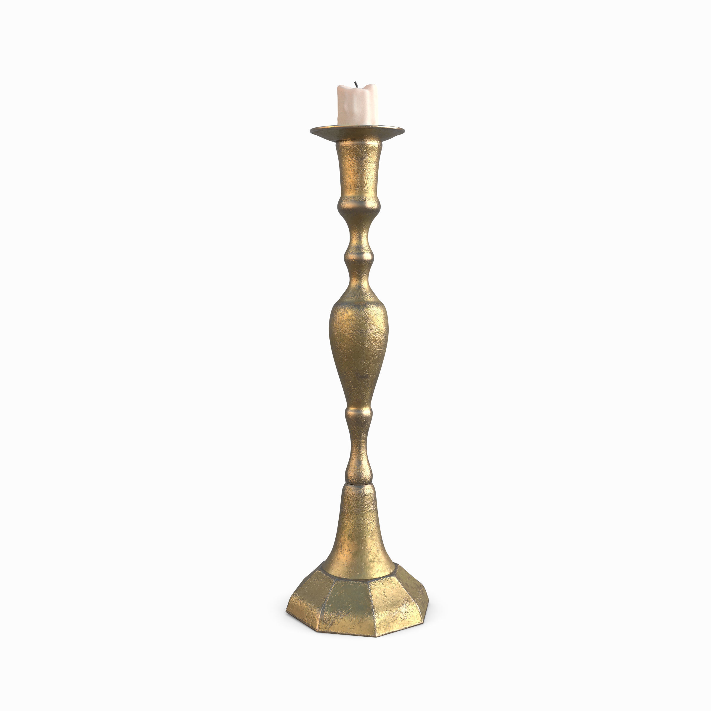Candlestick brass in style of person 3D model_6