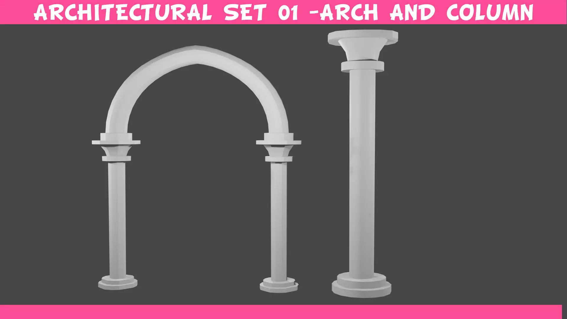 Column and Arch - Low-Poly Architecture Set 01 Low-poly 3D model