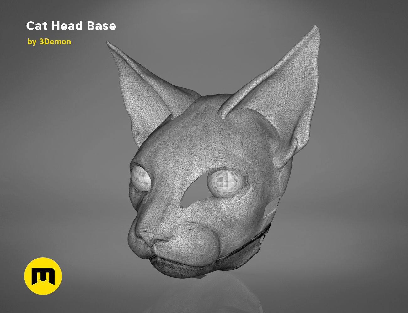 Cat head base 3D print model_3