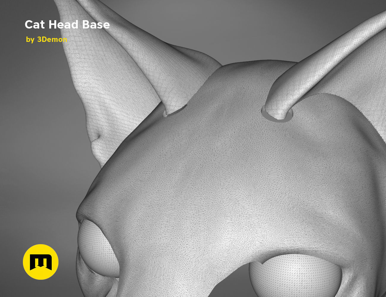 Cat head base 3D print model_10