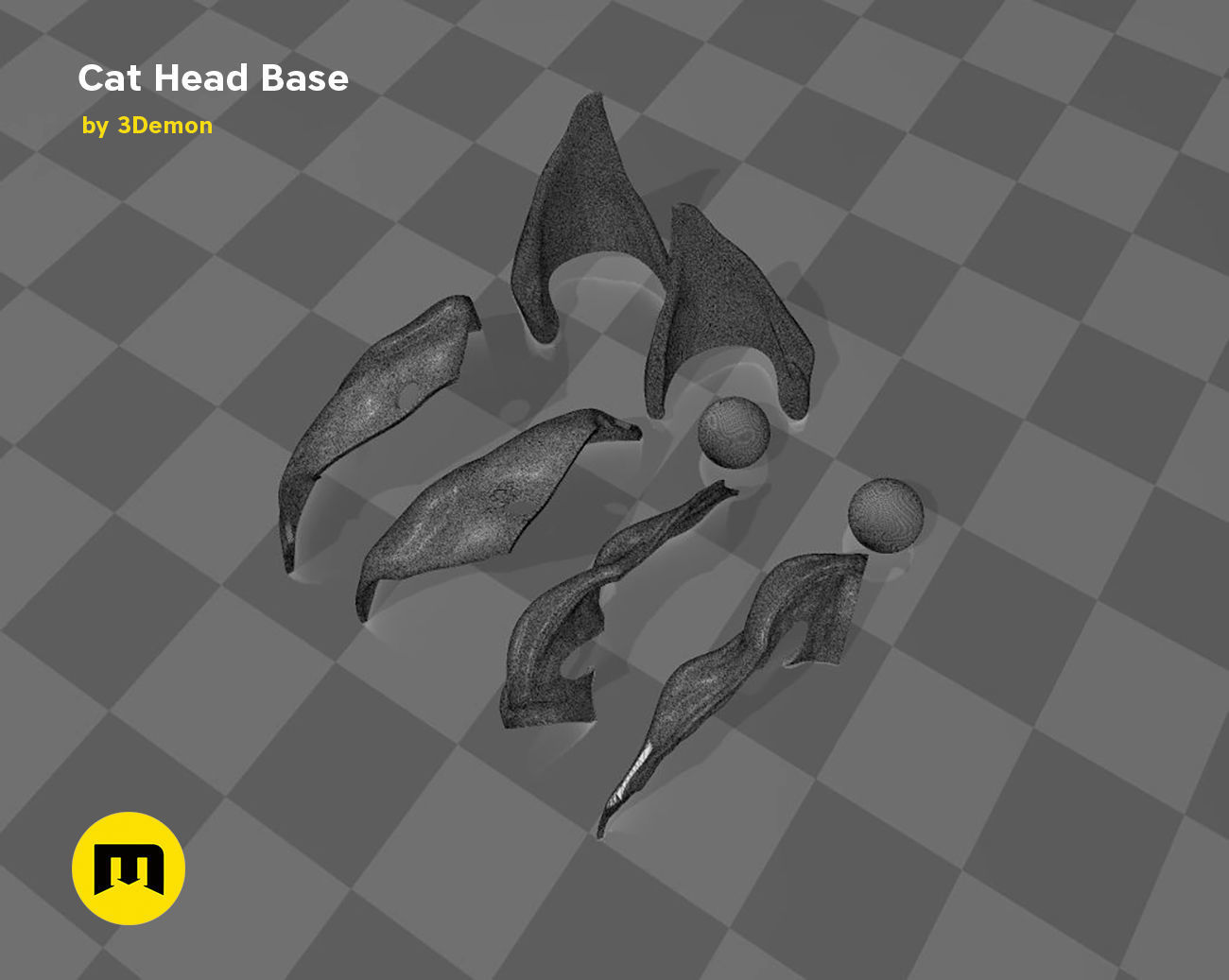 Cat head base 3D print model_5