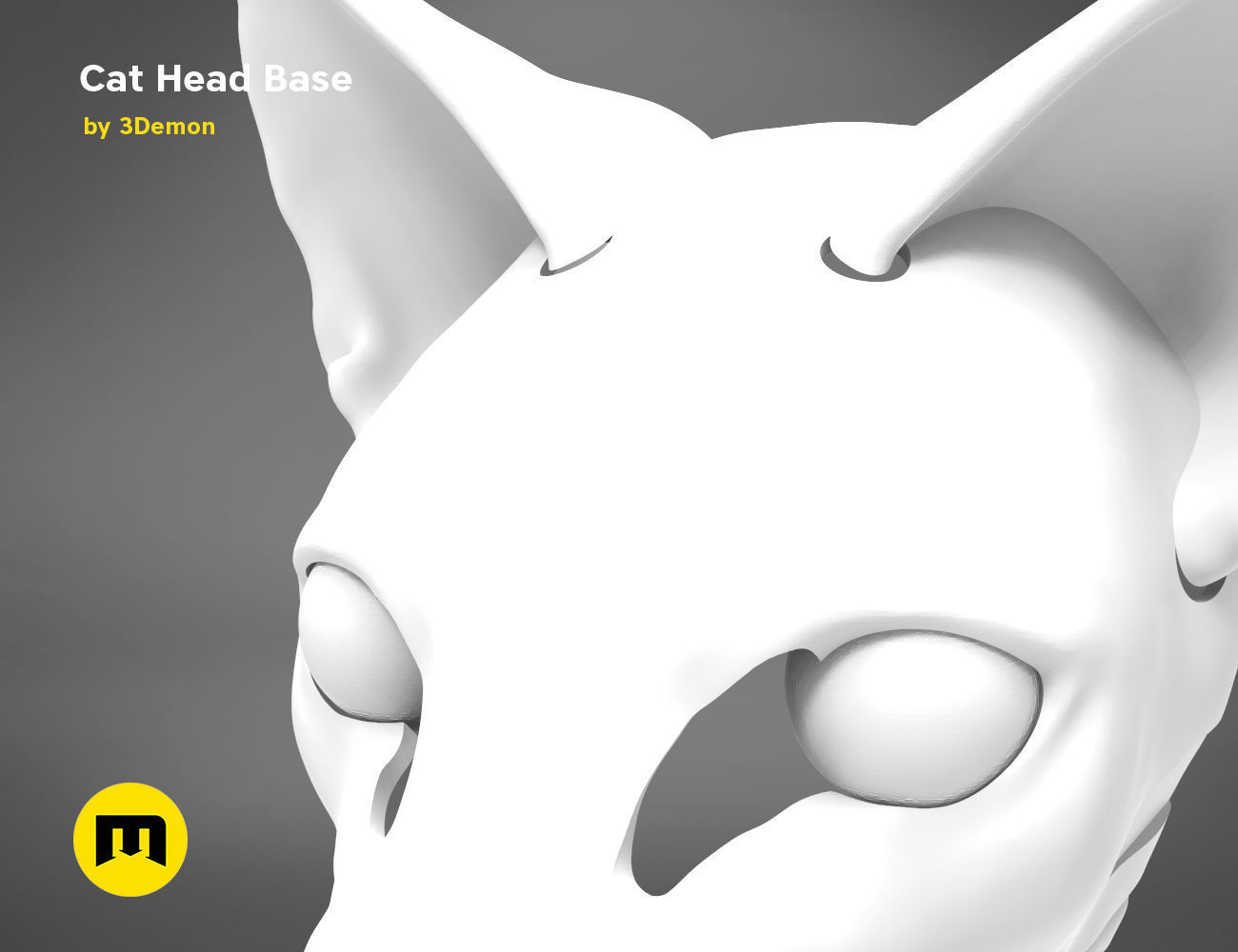 Cat head base 3D print model_9