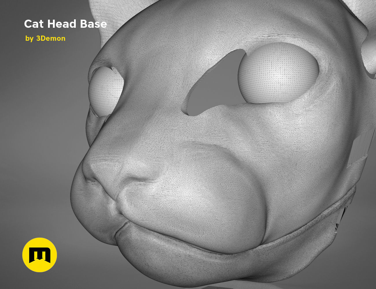 Cat head base 3D print model_8