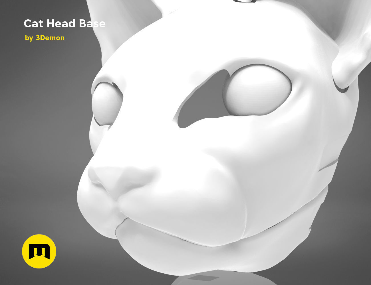 Cat head base 3D print model_7