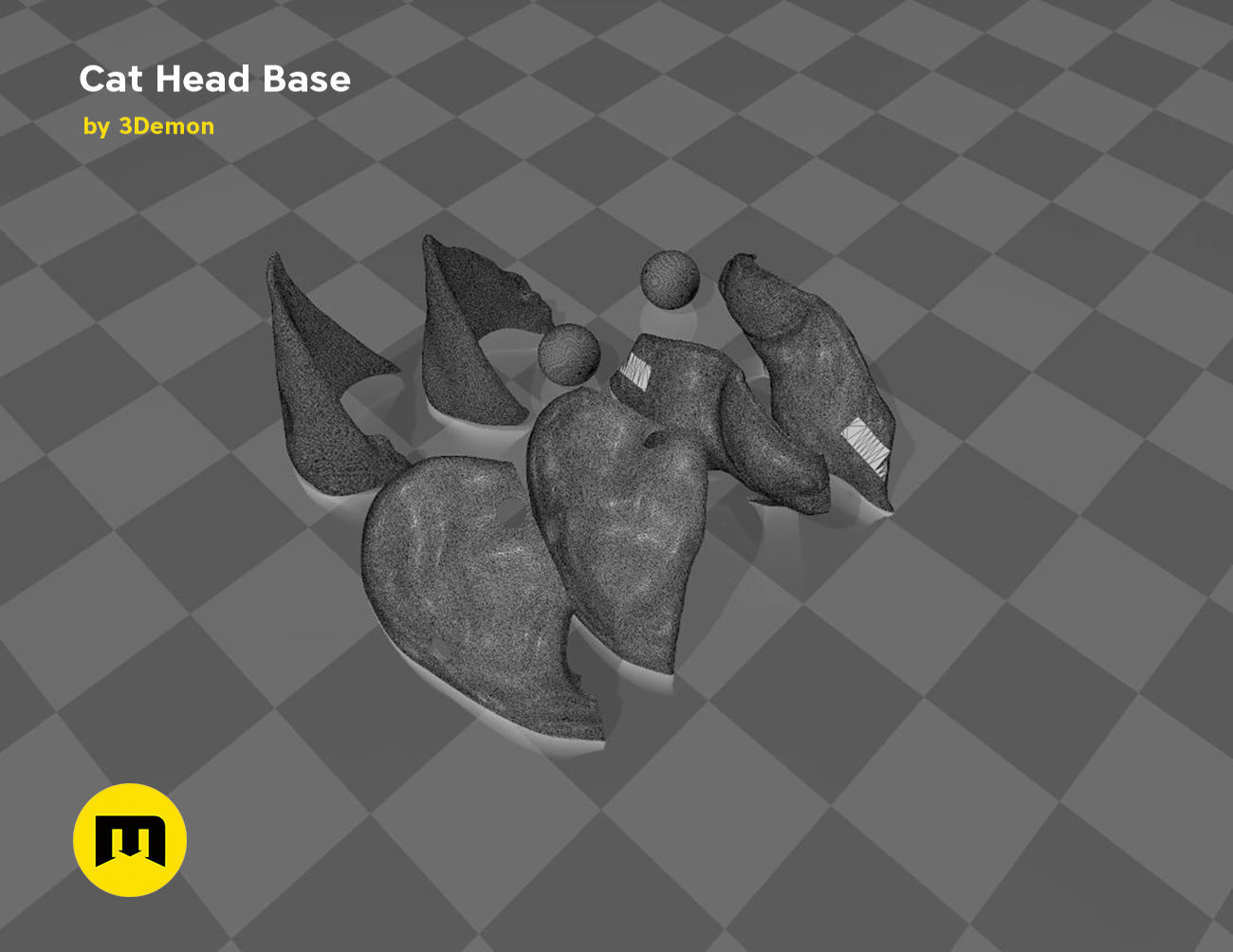 Cat head base 3D print model_6