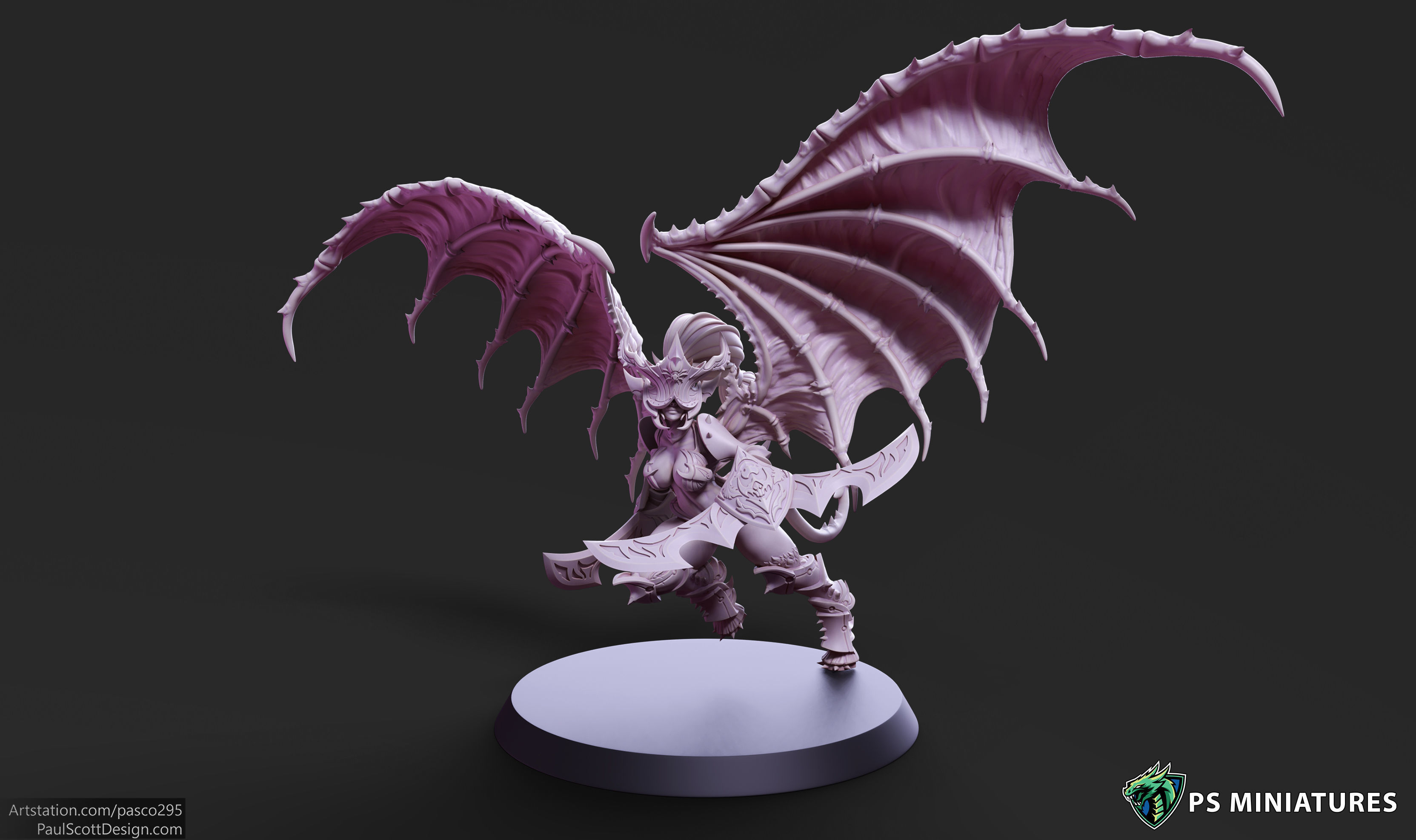 Drow Demonic Valkyrie Pose 1 - Includes Pinup Variant 3D print model_2