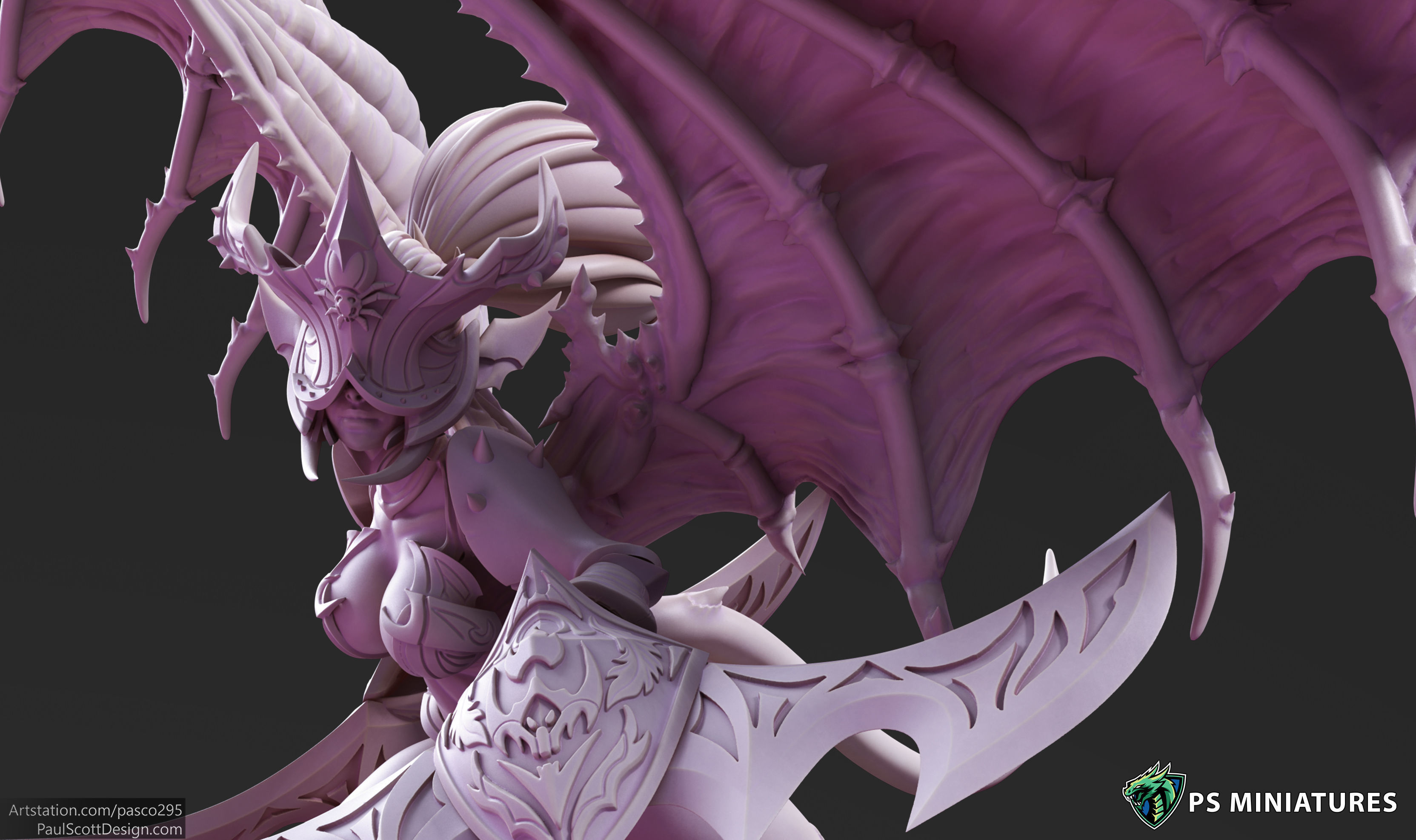 Drow Demonic Valkyrie Pose 1 - Includes Pinup Variant 3D print model_9