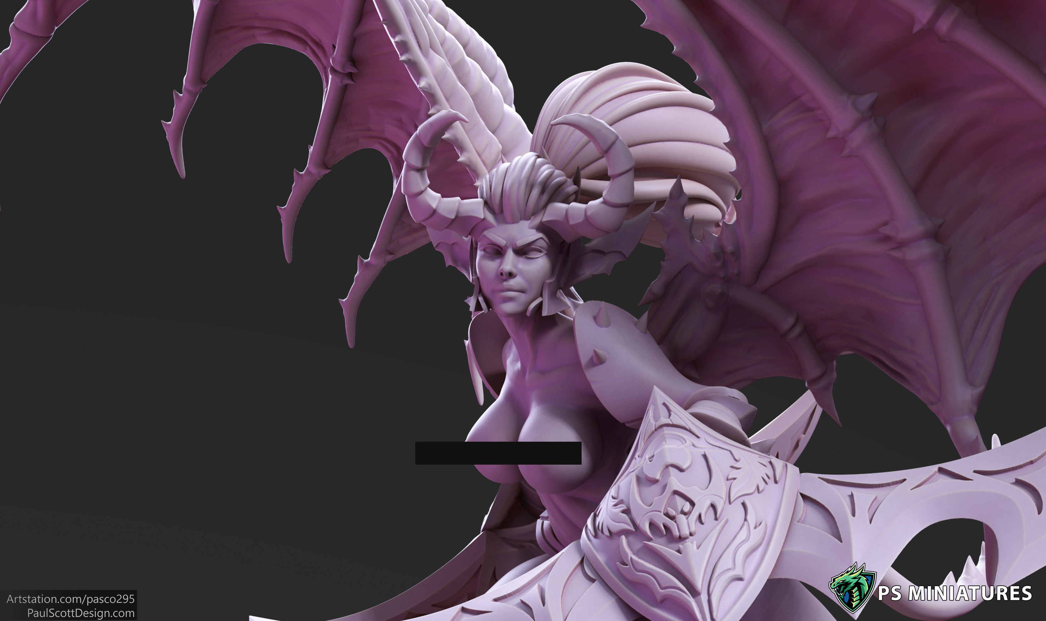 Drow Demonic Valkyrie Pose 1 - Includes Pinup Variant 3D print model_10