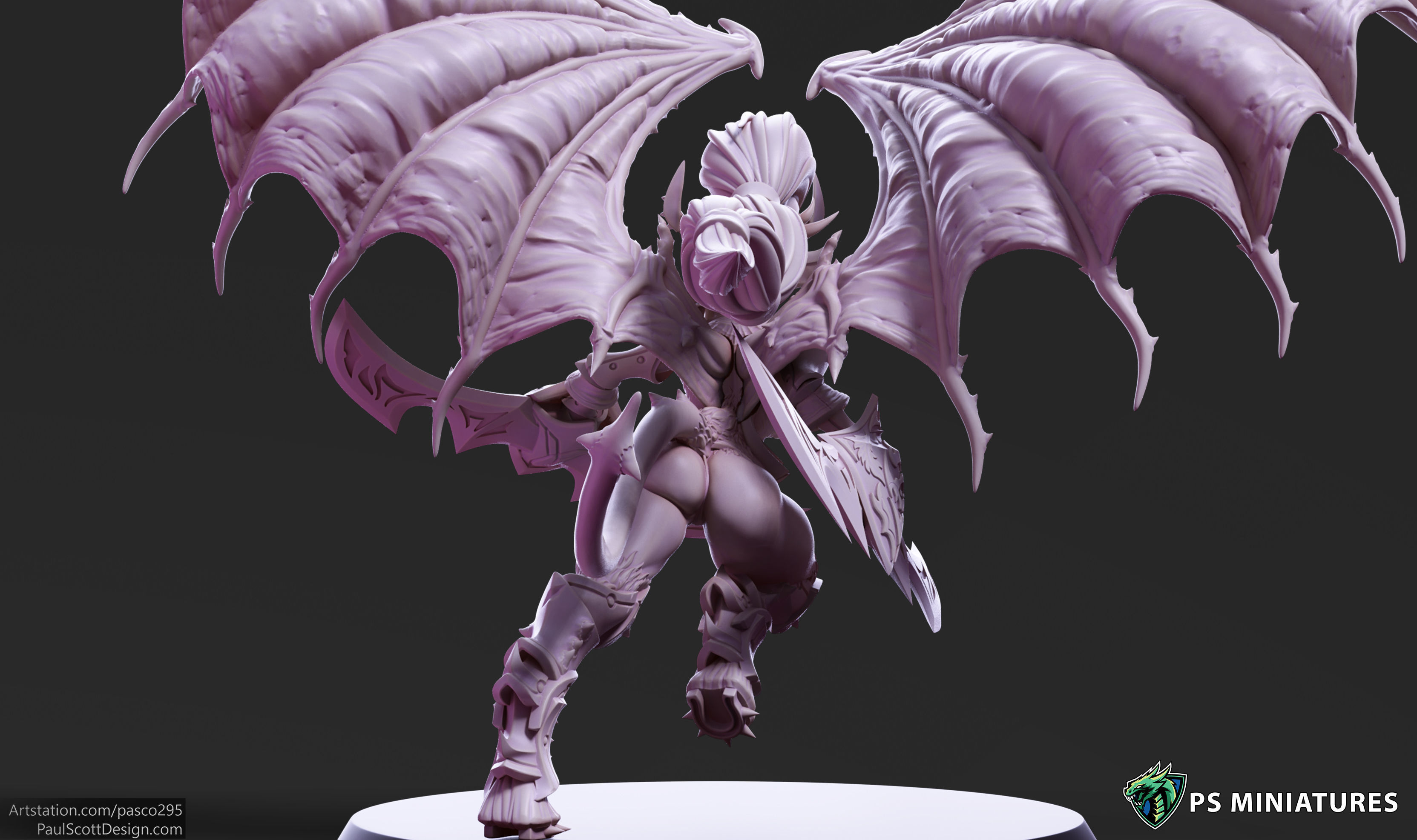 Drow Demonic Valkyrie Pose 1 - Includes Pinup Variant 3D print model_7