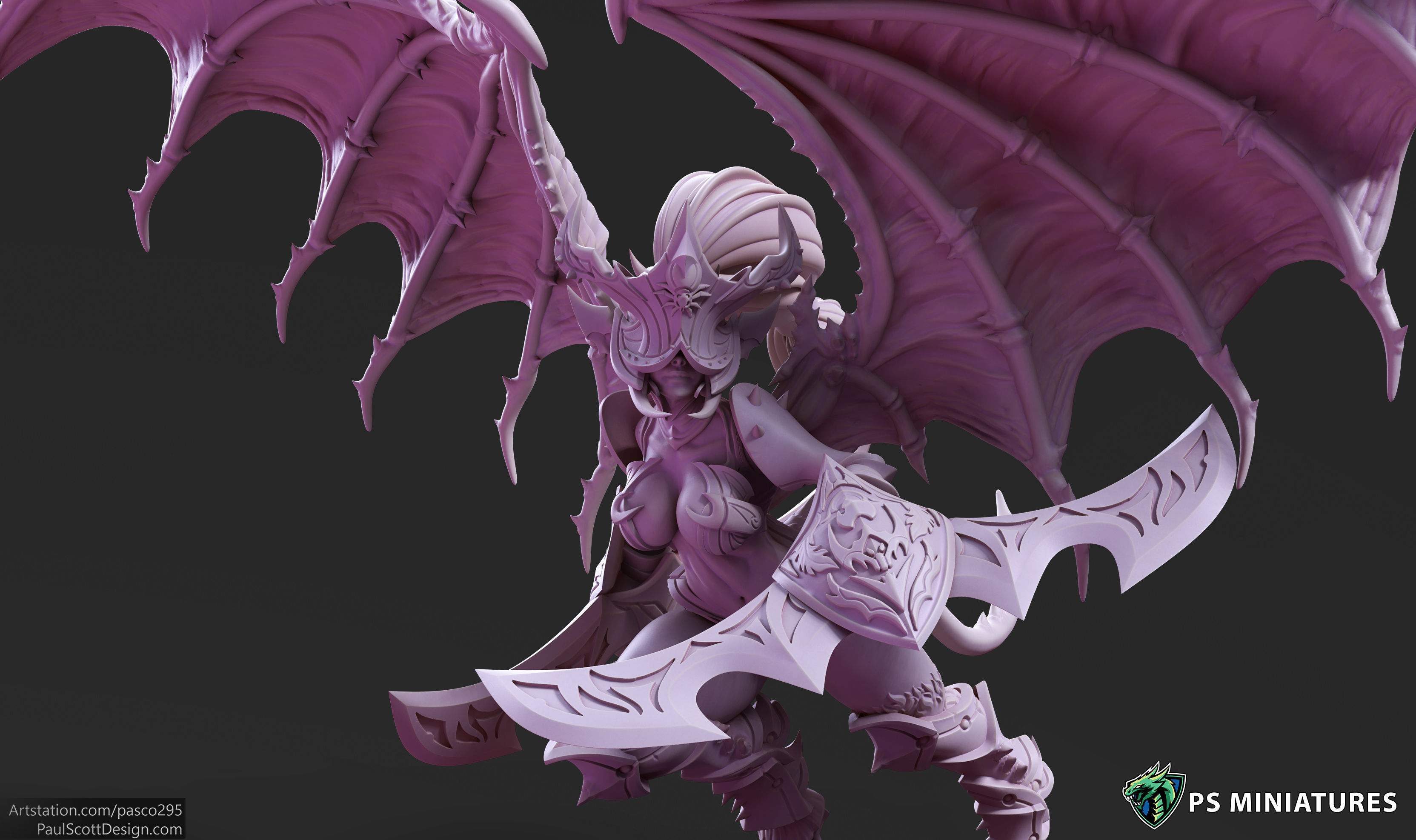 Drow Demonic Valkyrie Pose 1 - Includes Pinup Variant 3D print model_5
