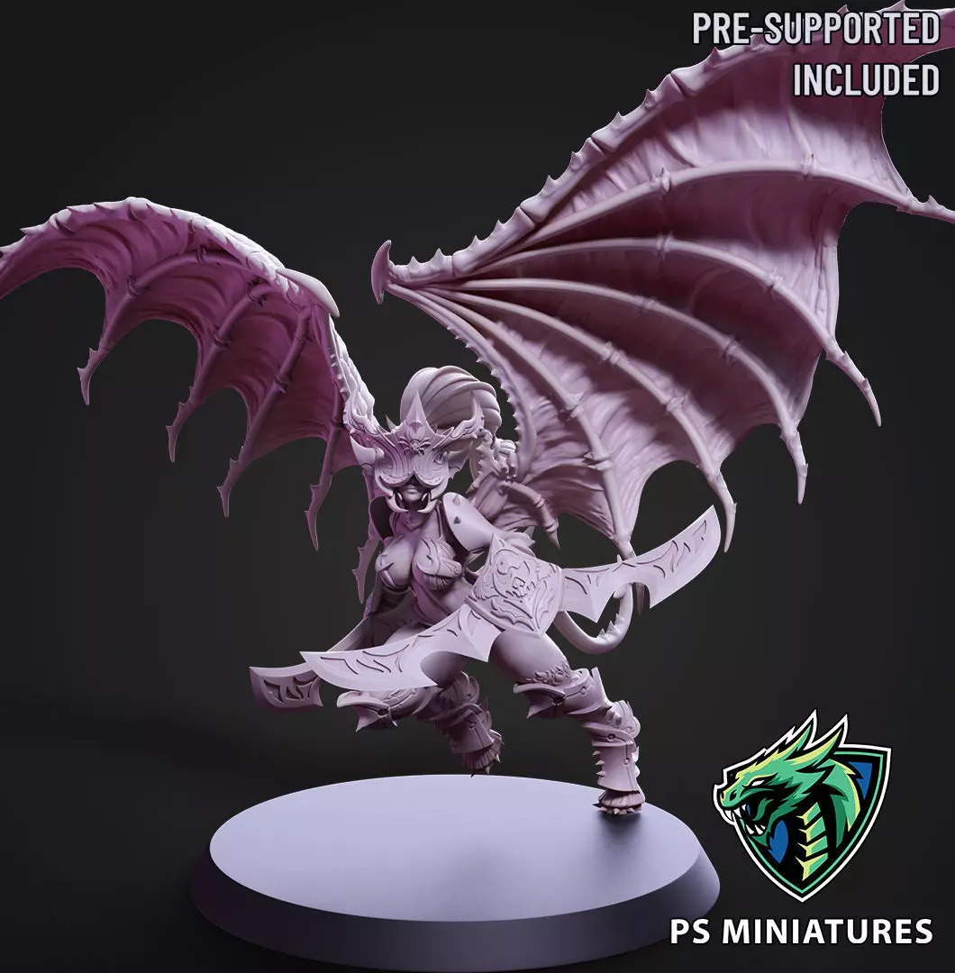 Drow Demonic Valkyrie Pose 1 - Includes Pinup Variant 3D print model_0