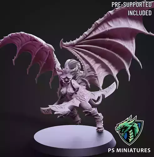 Drow Demonic Valkyrie Pose 1 - Includes Pinup Variant 3D print model