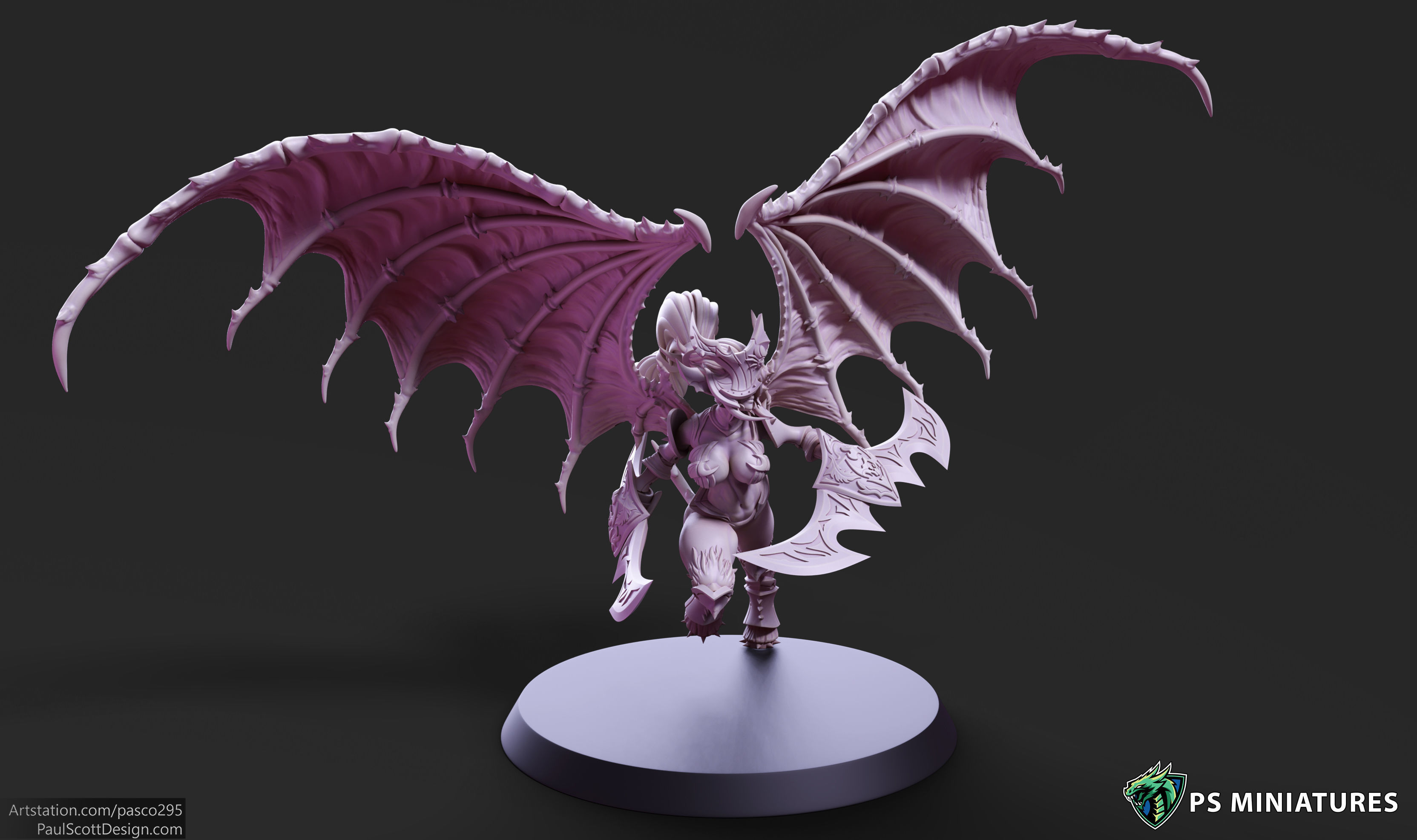 Drow Demonic Valkyrie Pose 1 - Includes Pinup Variant 3D print model_13