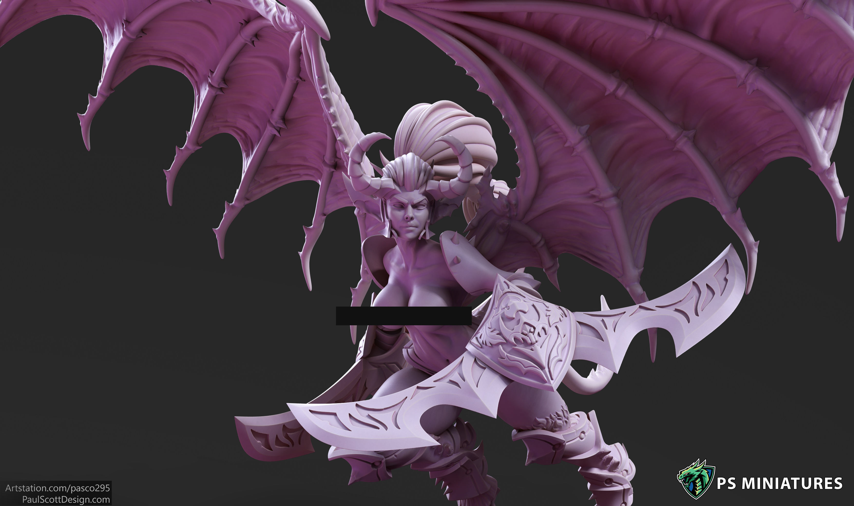 Drow Demonic Valkyrie Pose 1 - Includes Pinup Variant 3D print model_6