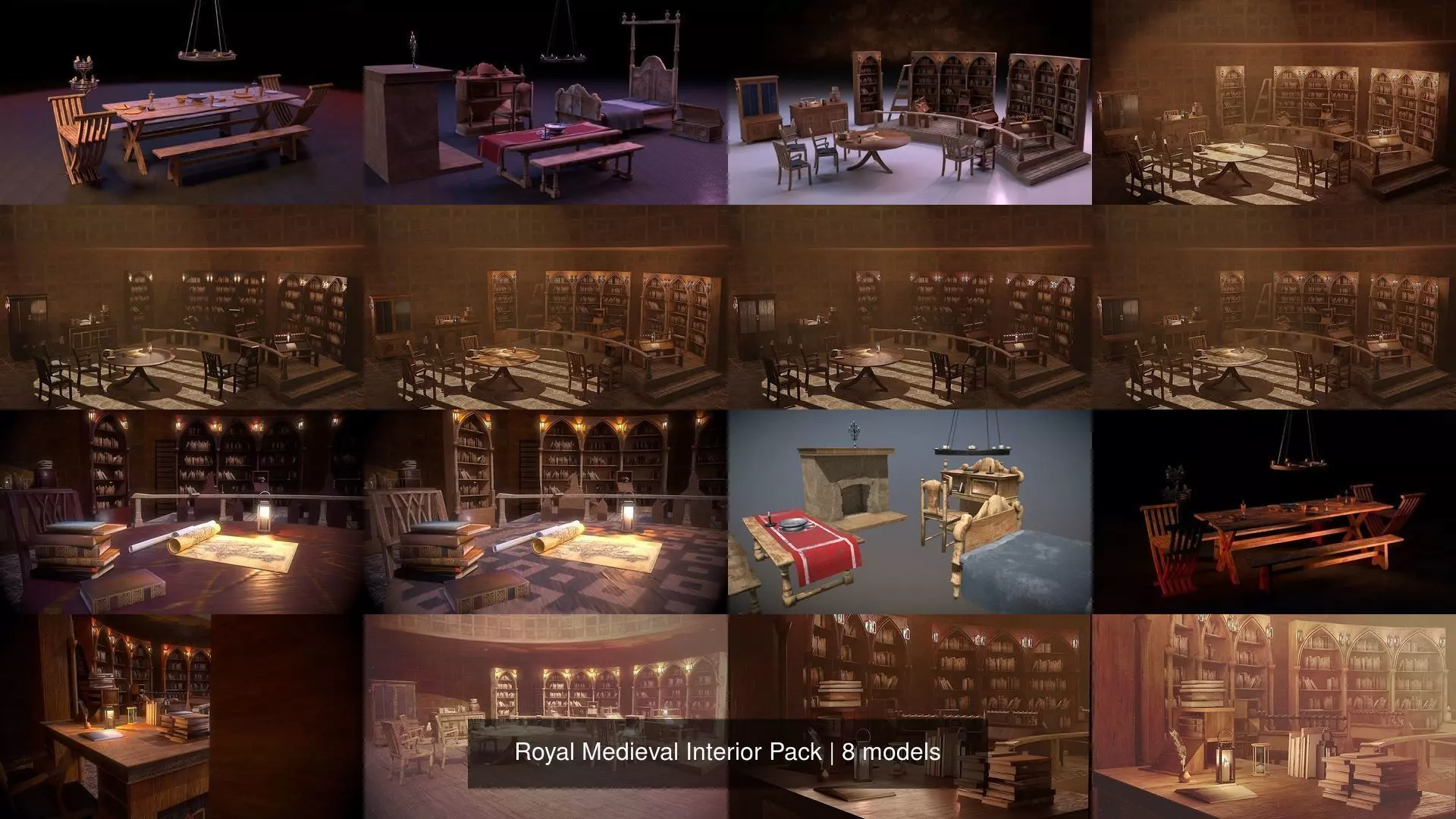 Royal Medieval Interior Pack 3D Model Collection_0